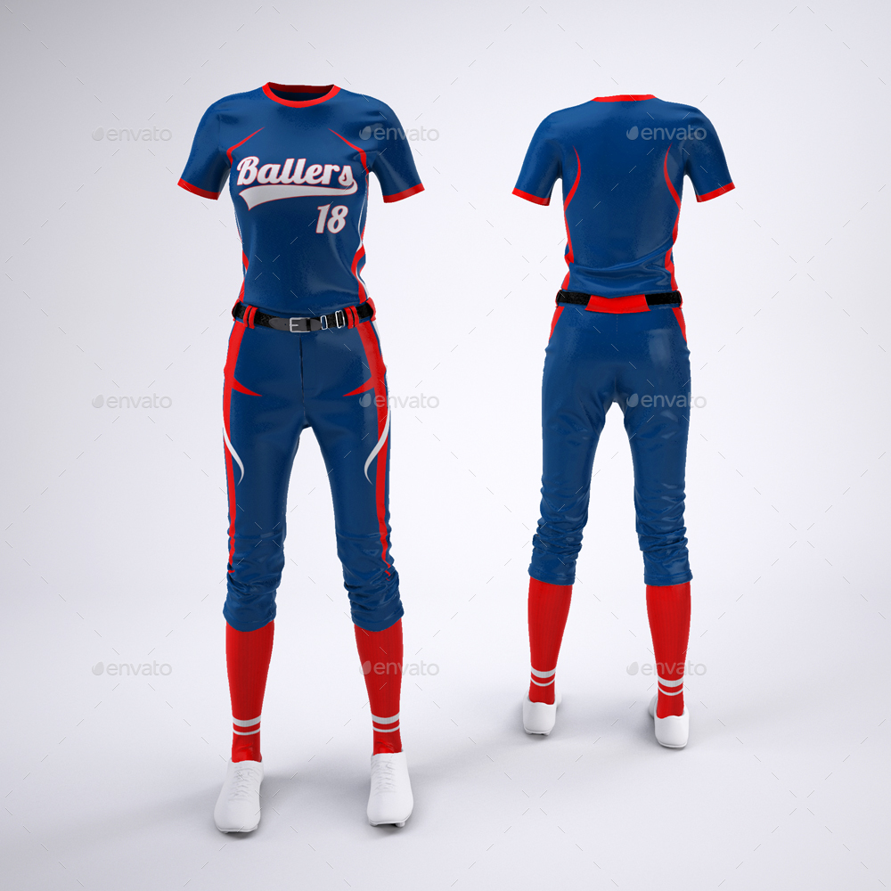 Women's Softball Jerseys and Uniform MockUp by Sanchi477 GraphicRiver